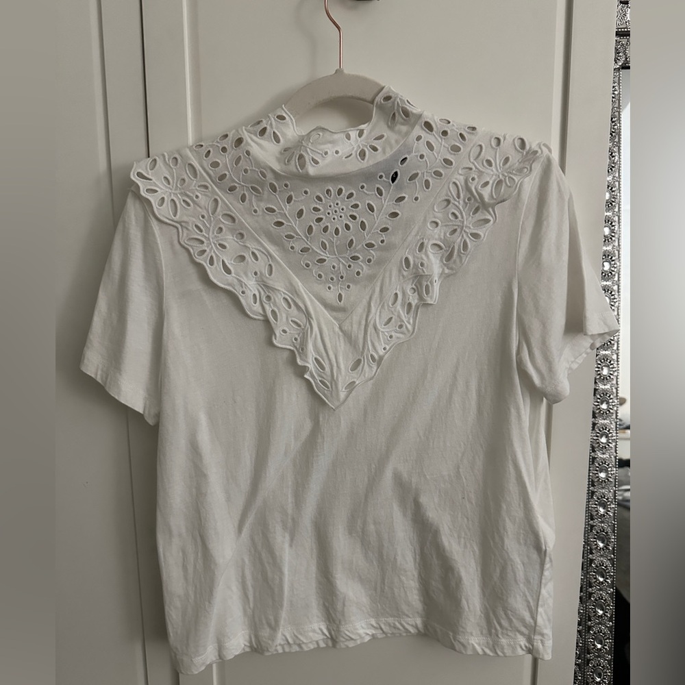 Maje White Eyelet Lace Blouse